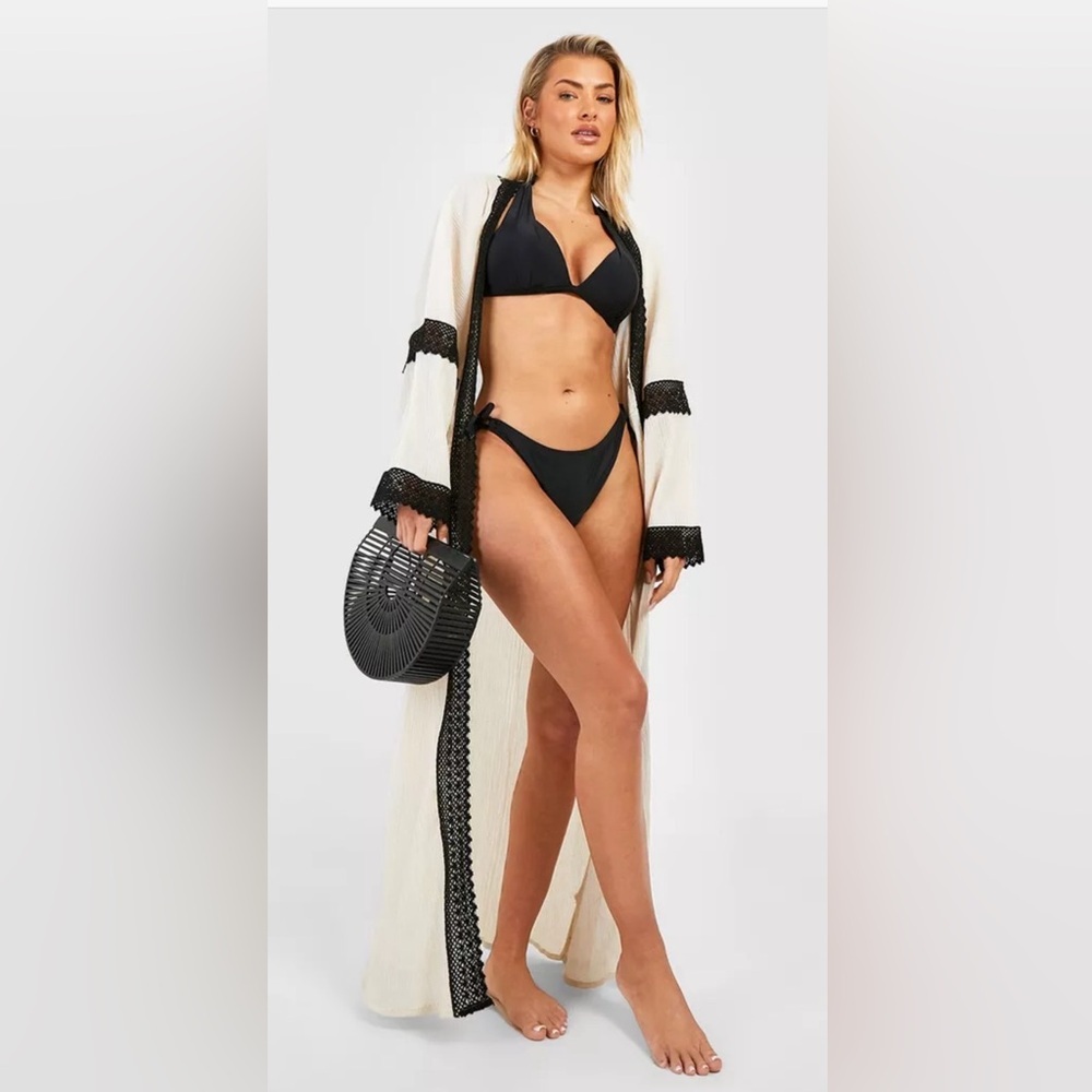 NWOT CHEESECLOTH TRIM EDGE MAXI BEACH KIMONO​